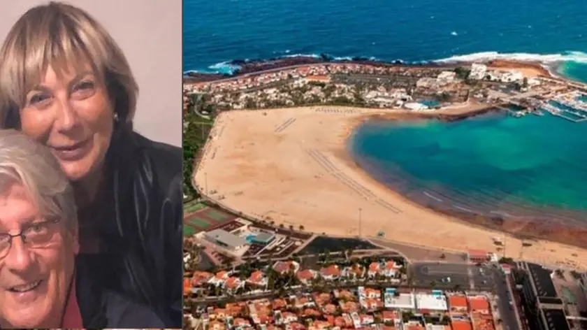 I due coniugi protagonisti dell'odissea a Fuerteventura e la località turistica