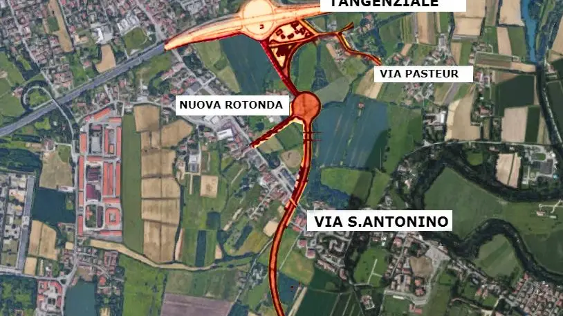 Il tracciato dell’opera dalla zona industriale di Casier alla tangenziale di Treviso