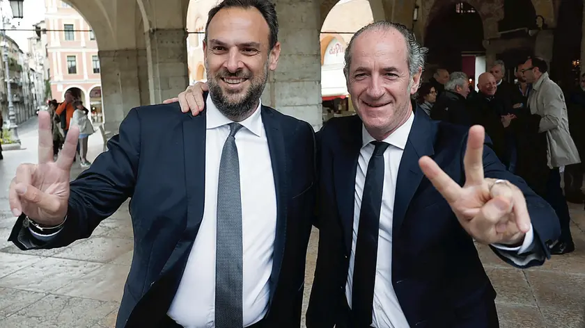 Il sindaco di Treviso Mario Conte con il presidente della Regione Luca Zaia