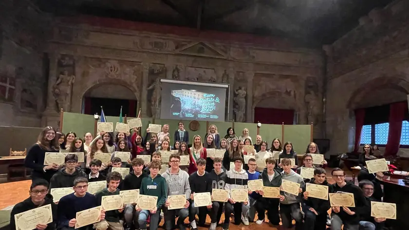 Gli studenti premiati ai Trecento a Treviso