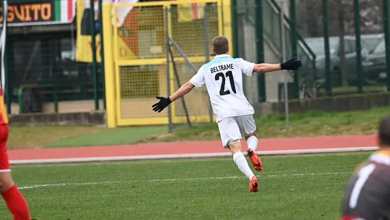 Beltrame dopo il gol contro l'Este