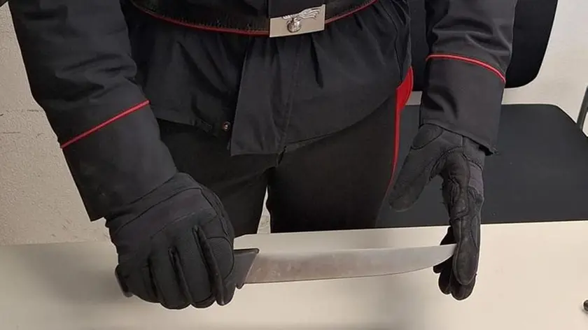 Il coltellaccio sequestrato al 19enne coneglianese dai carabinieri di Villorba