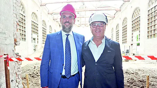 Mario Conte e Sandro Zampese durante un sopralluogo al cantiere dell'ex Gil