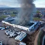 L'incendio alla Pmg di Volpago visto dal drone