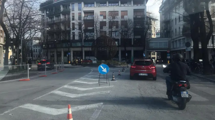 Il cantiere in via Roma a Treviso ha creato disagi al traffico