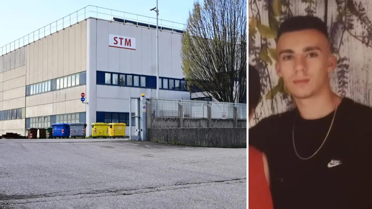 Lo stabilimento della Stm a Maniago e, a destra, il 22enne Daniel Tafa