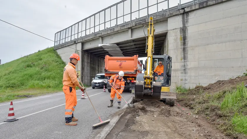 I lavori in corso sul viadotto della Feltrina a Cornuda