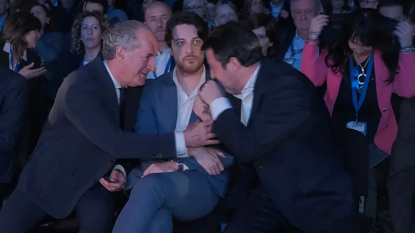 Luca Zaia, Alberto Stefani e Matteo Salvini