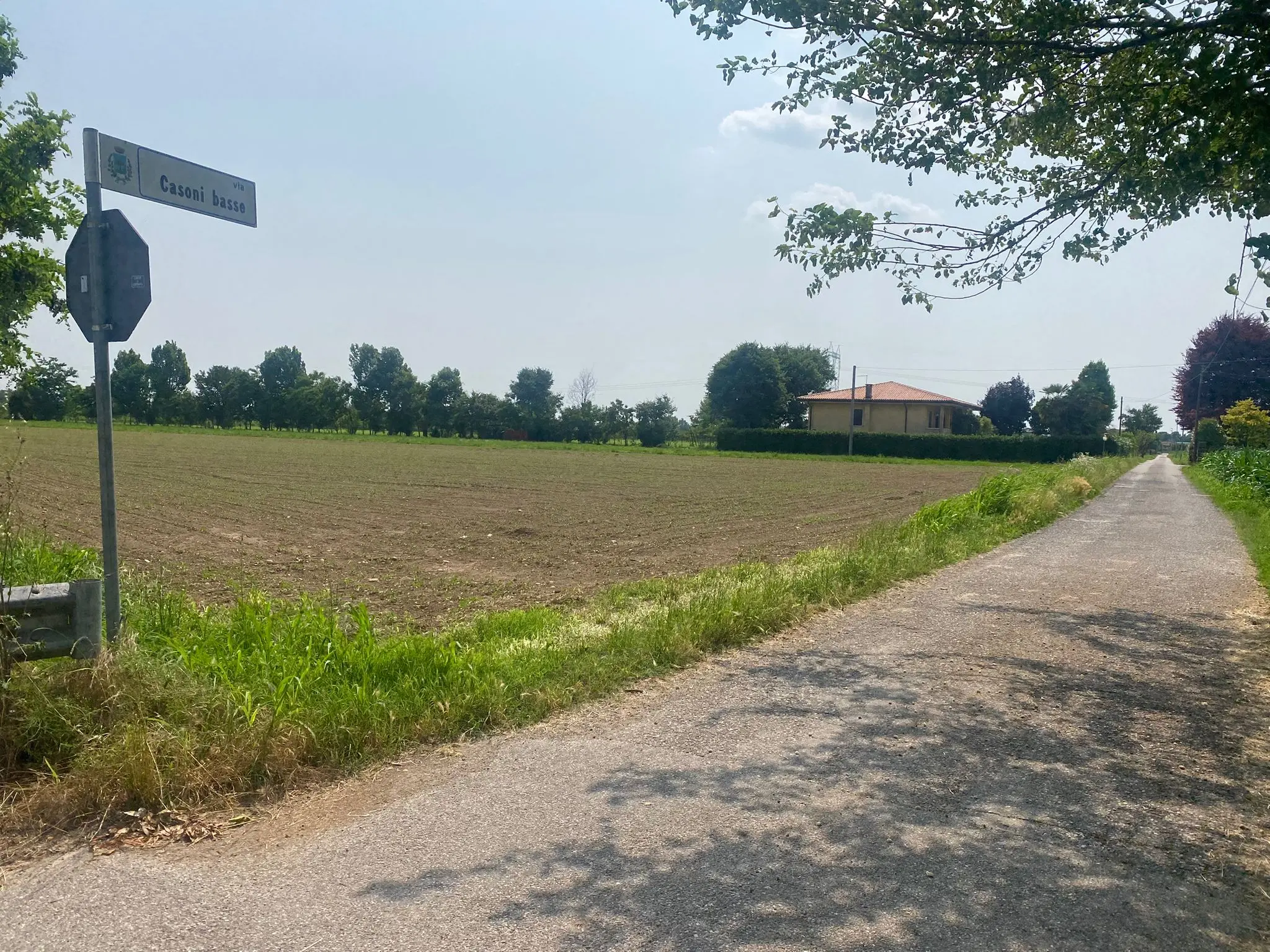 La strada dove è stato ritrovato l'uomo ferito a Fontaniva