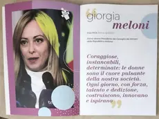 La pagina del libro dedicata a Giorgia Meloni