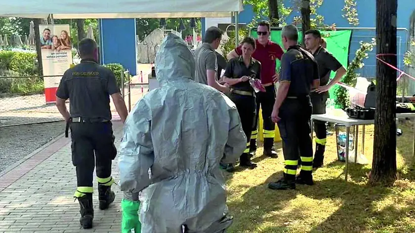 Le squadre dei vigili del fuoco intervenute all’Eurosporting