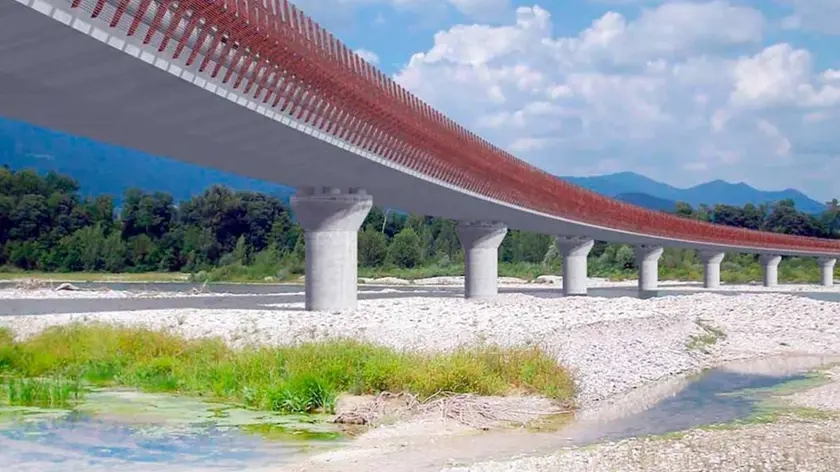Il render del nuovo ponte sul Piave a Vidor