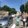 L'allestimento del cantiere sulle mura di Treviso