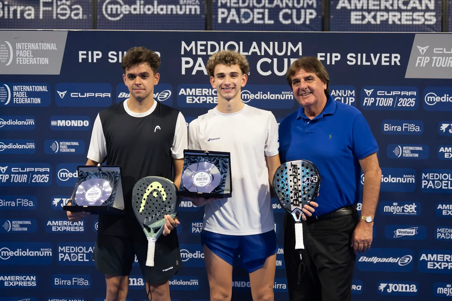 L’argentino Rubini e lo spagnolo Rodriguez Martinez dopo il trionfo nella Mediolanum Cup maschile