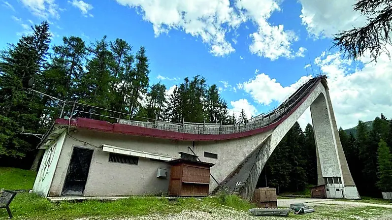 Lo stato attuale del trampolino di Zuel a Cortina d'Ampezzo