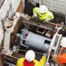 Alcuni operai di Euroscavi srl durante dei lavori alla rete idrica