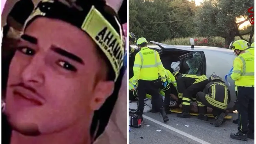 La vittima Adam Sabir e l'auto su cui viaggiava