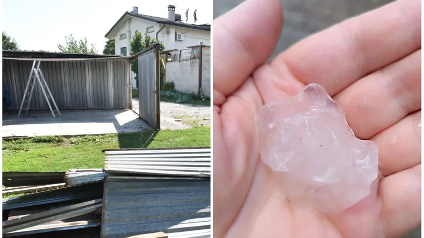 Danni per la tromba d'aria a Pieve di Soligo e un chicco di grandine caduto a Cappella (foto Cavicchi/Macca)