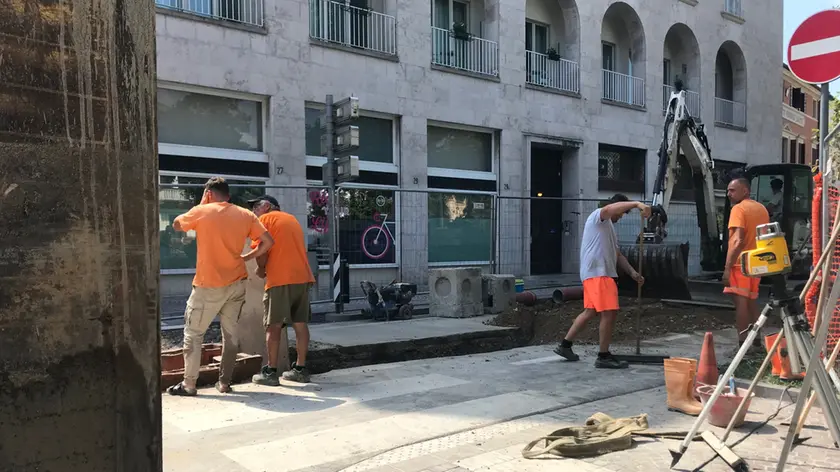 I lavori in viale Battisti a Treviso
