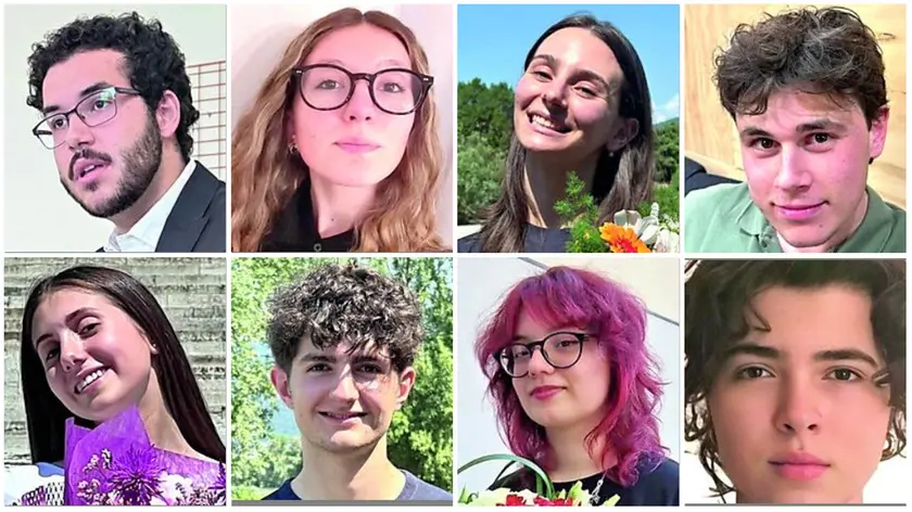 Sopra da sinistra Francesco Smaniotto, Francesca Vaccari, Irene Carraro e Tobia Brombal. Sotto da sinistra Maria Pellizzari, Alain Gardoni, Chiara Ferrari e Arianna Naibo del Maffioli