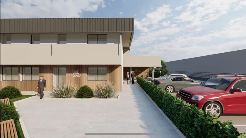 Il rendering della casa funeraria B&B a Montebelluna