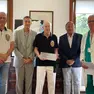 Carlo Padoan con il dg Benazzi e il primario Scarpa