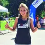 Alexandra Gheorghe al traguardo di una gara di trail