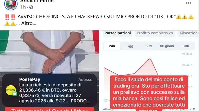 Il post sui social pubblicato dal sindaco Arnaldo Pitton