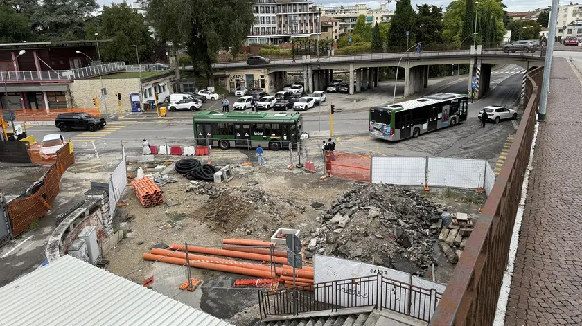 Una visuale dei cantieri in stazione a Treviso