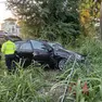 L'auto finita nel terreno privato dopo l'incidente a Villorba