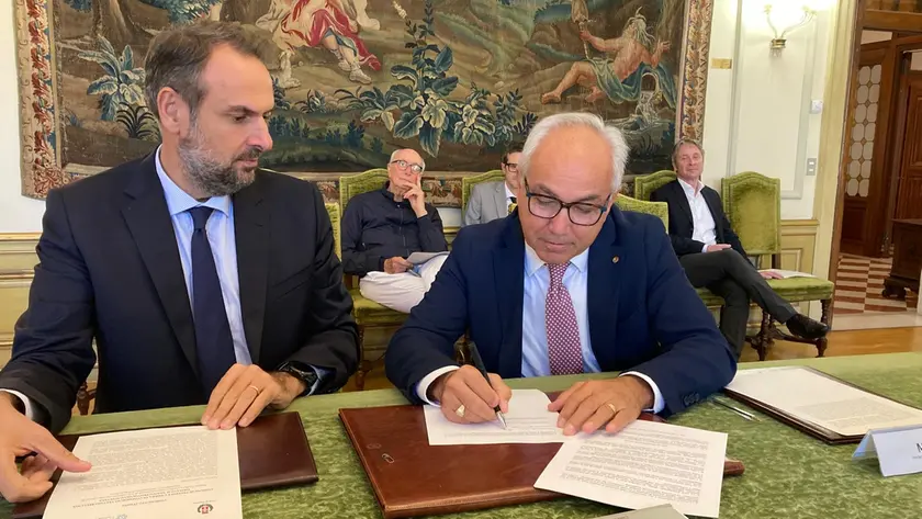 Il sindaco di Treviso Mario Conte con il presidente della Camera di Commercio Mario Pozza