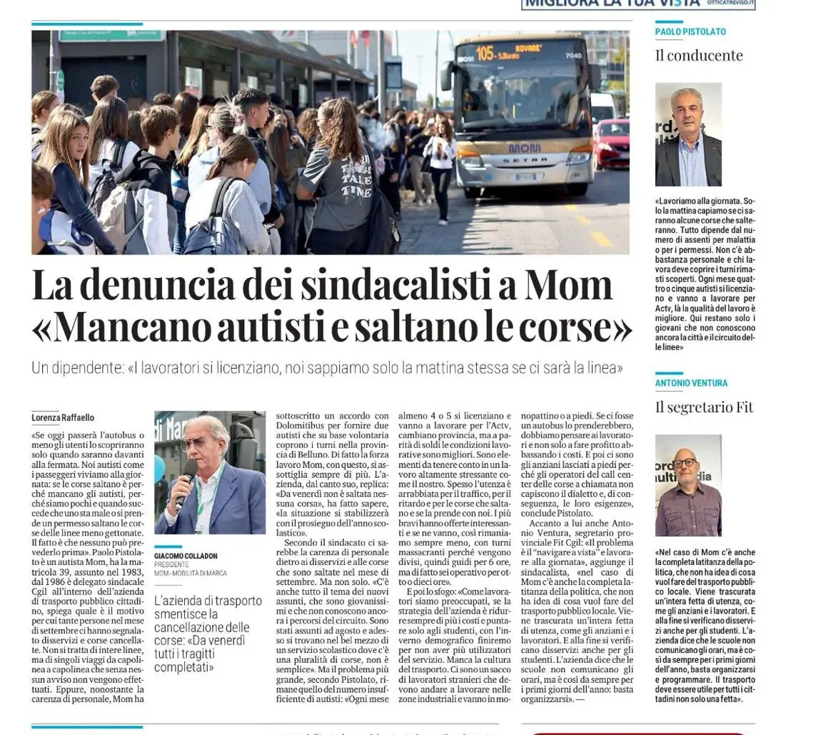 L'intervista di Paolo Pistolato sulla Tribuna del 30 settembre