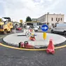 La nuova rotatoria davanti al supermercato