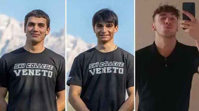 I tre giovani morti nell'incidente di Asiago, da sinistra Nicola Xausa, Riccardo Gemo e Pietro Pisapia