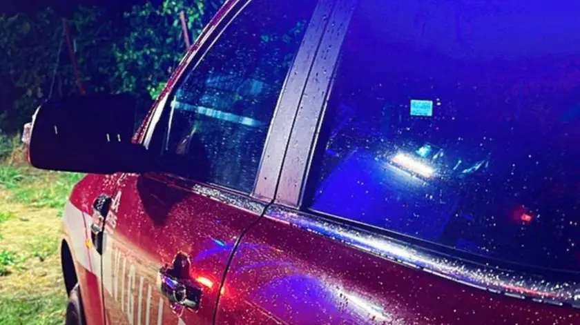 La squadra dei vigili del fuoco intervenuta a Motta