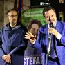 Matteo Salvini sul palco di Treviso vicino al sindaco Mario Conte (fotofilm)