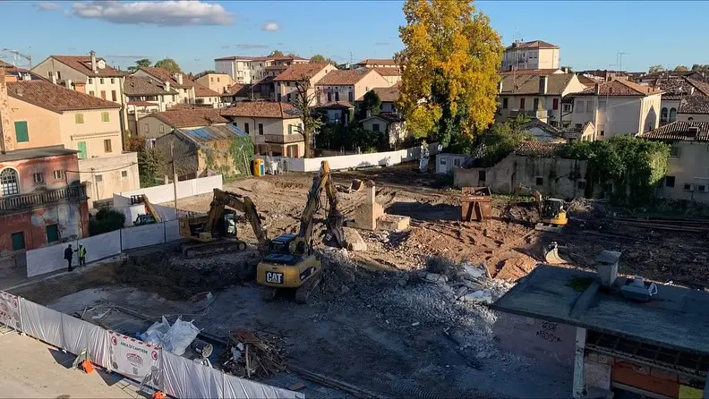 L'area della pescheria di Oderzo dopo le demolizioni