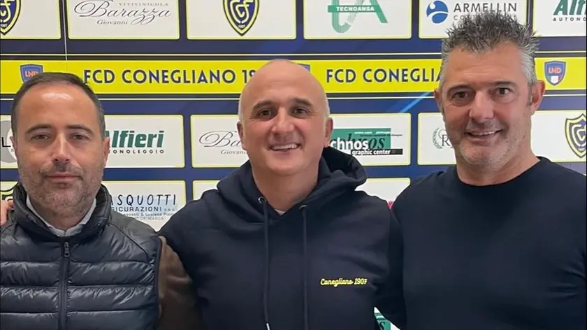Da sinistra a destra: Nicola Fornasier, direttore generale del Conegliano; Alessandro Pontarollo, allenatore del Conegliano; Carlo Casagrande, direttore sportivo del Conegliano