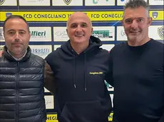Da sinistra a destra: Nicola Fornasier, direttore generale del Conegliano; Alessandro Pontarollo, allenatore del Conegliano; Carlo Casagrande, direttore sportivo del Conegliano
