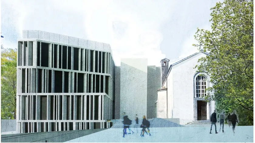 Un render della clinica che sta sorgendo vicino al tempio del Canova