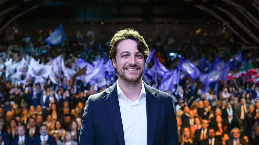 Alberto Stefani durante l'evento