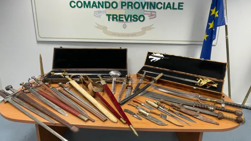 Le armi sequestrate dalla Finanza