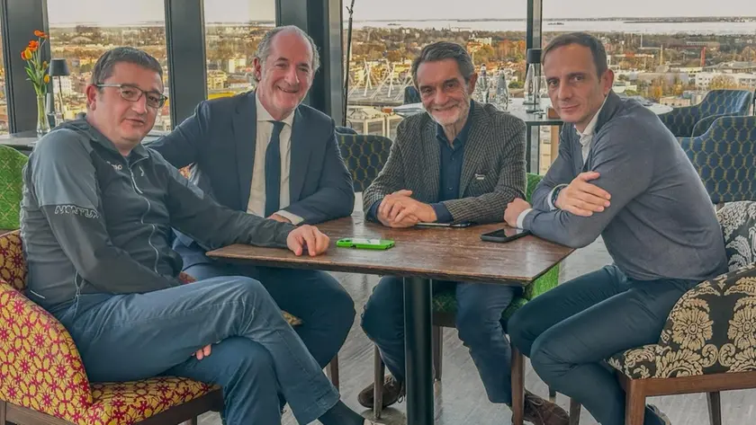 I governatori Maurizio Fugatti (Provincia di Trento), Luca Zaia (Veneto), Attilio Fontana (Lombardia) e Massimiliano Fedriga (Friuli Venezia Giulia)