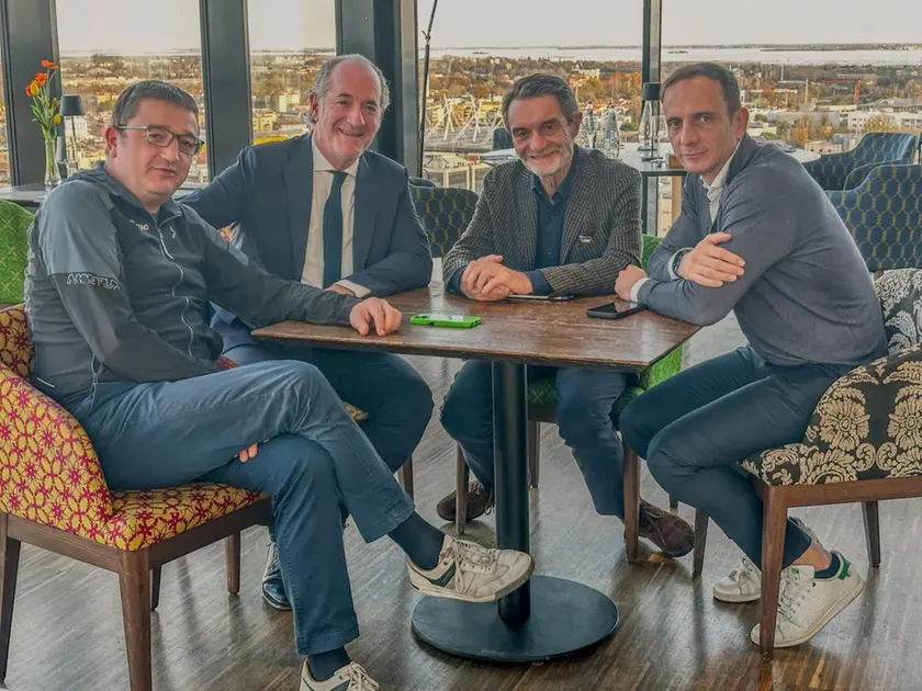 I governatori Maurizio Fugatti (Provincia di Trento), Luca Zaia (Veneto), Attilio Fontana (Lombardia) e Massimiliano Fedriga (Friuli Venezia Giulia)