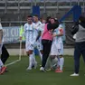 L'esultanza del Treviso dopo il gol di Gucher