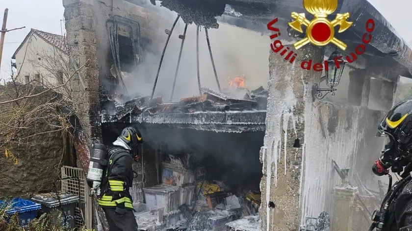 L'intervento dei vigili del fuoco per domare l'incendio