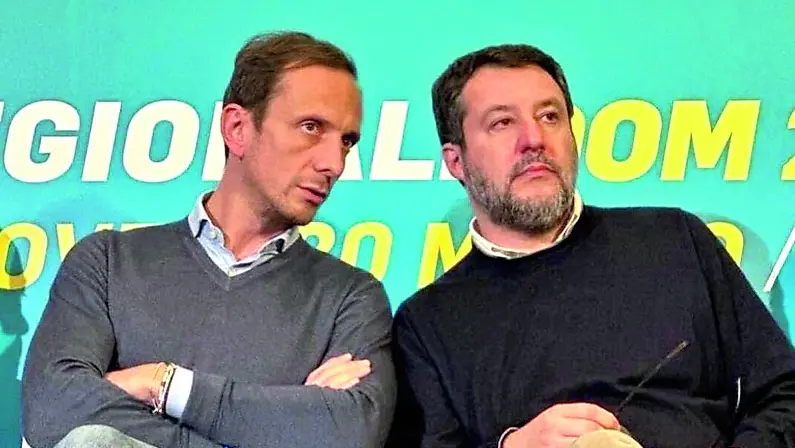 Il governatore del Friuli Venezia Giulia Massimiliano Fedriga con il segretario della Lega Matteo Salvini