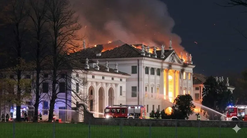 La foto fake di Villa Spineda a Volpago in fiamme