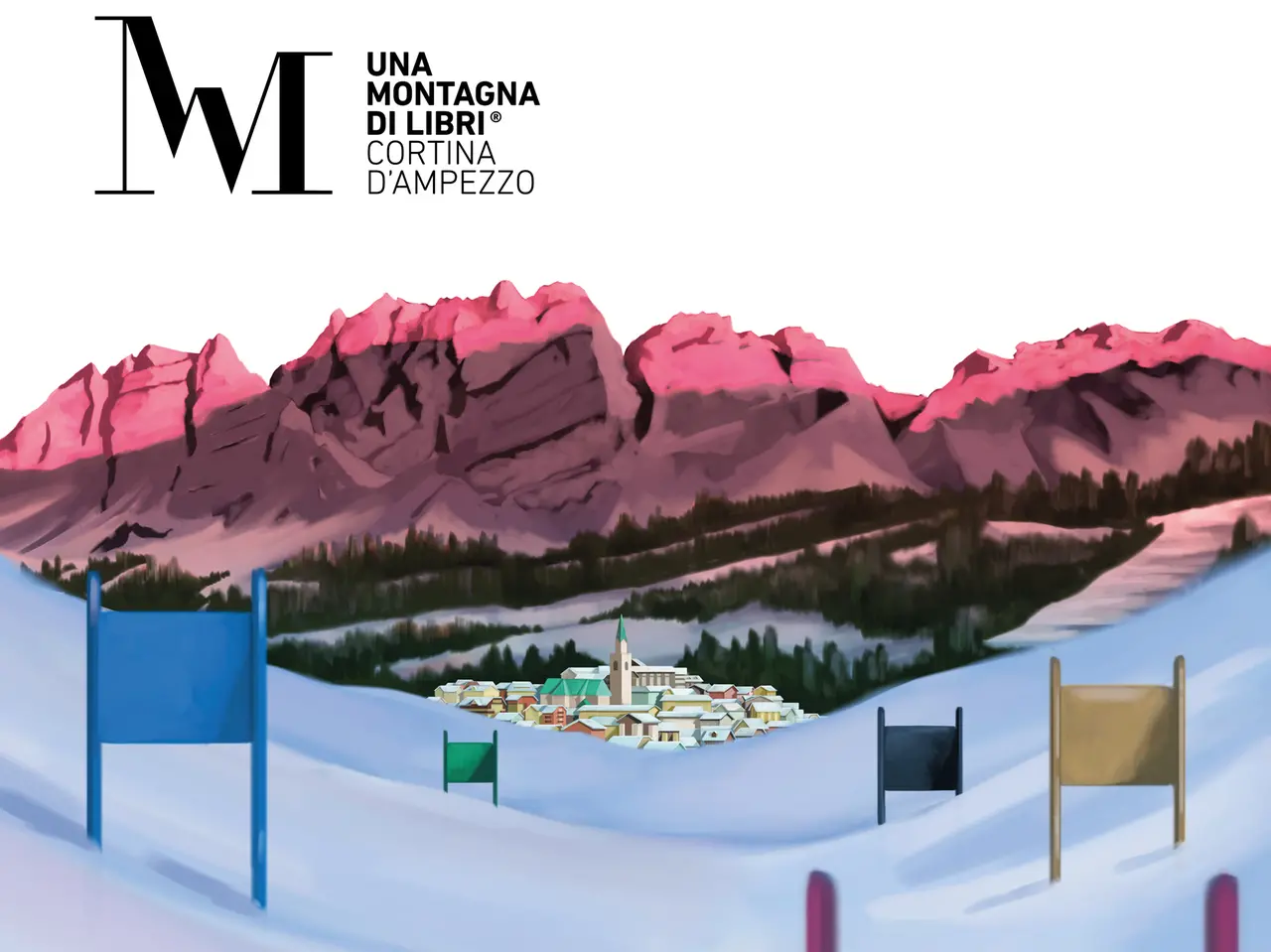 Una parte dell'immagine della 33a edizione de Una Montagna di Libri, disegnata da Andrea Bozzo
