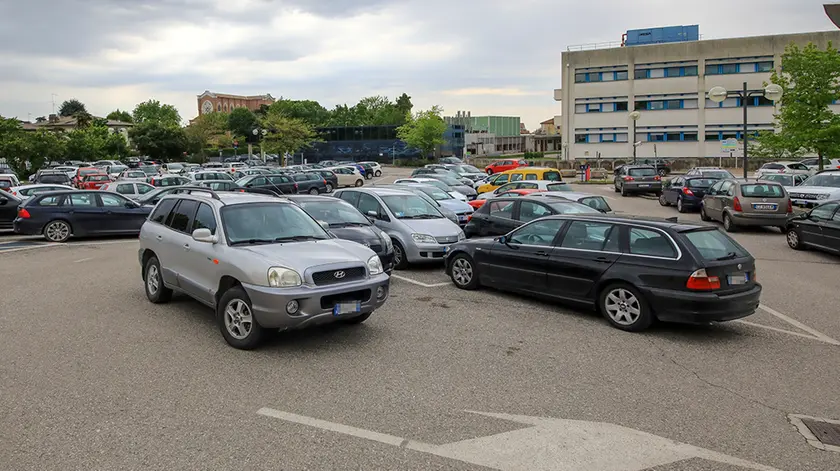 L'attuale parcheggio presso l'ospedale di Montebelluna